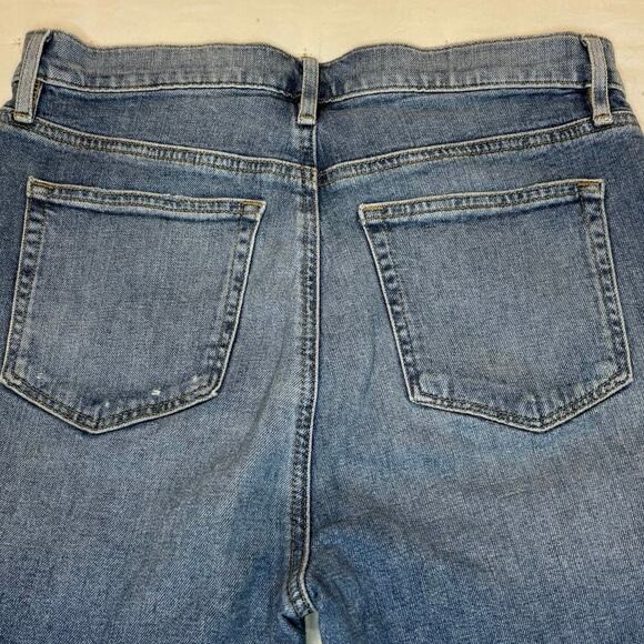 Loft High-Rise Straight Crop Distressed 5-Pocket Jeans Women's 29/8 | Blue Denim - Picture 4 of 11
